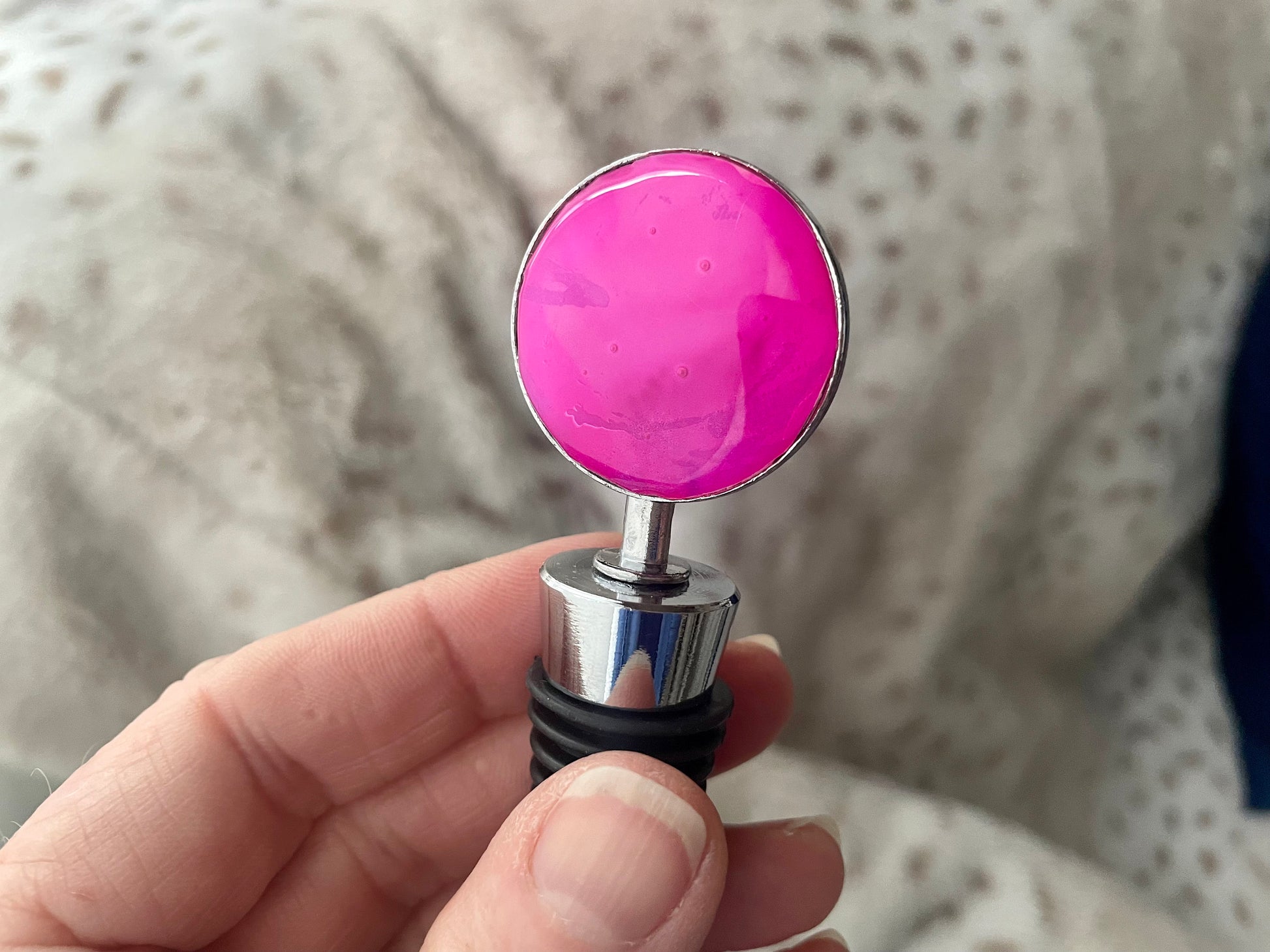 Hand Painted Wine Stopper with Epoxy Seal For Wine Lovers and Wine Themed Gifts for Weddings or Special Events