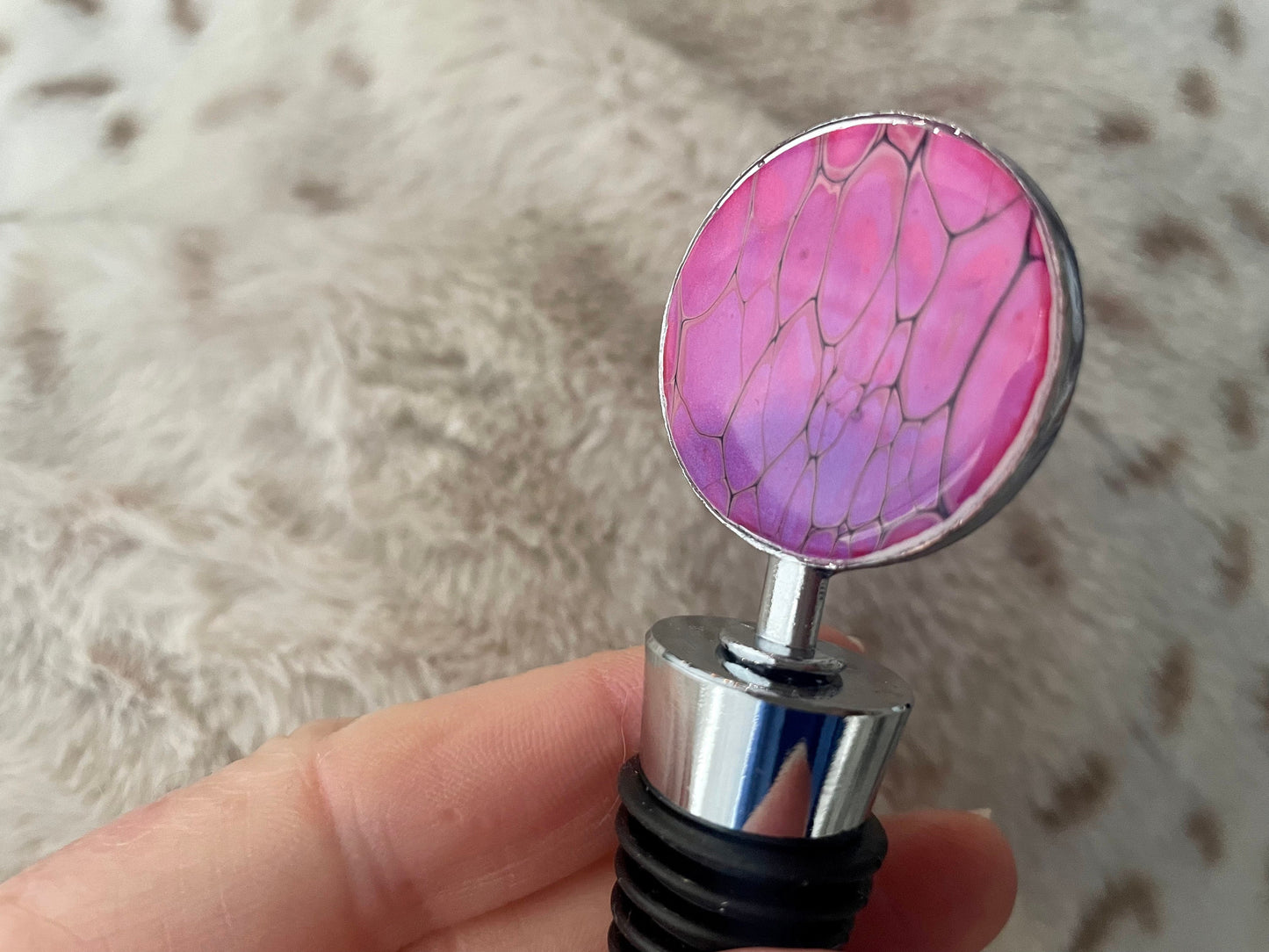 Hand Painted Wine Stopper with Epoxy Seal For Wine Lovers and Wine Themed Gifts for Weddings or Special Events