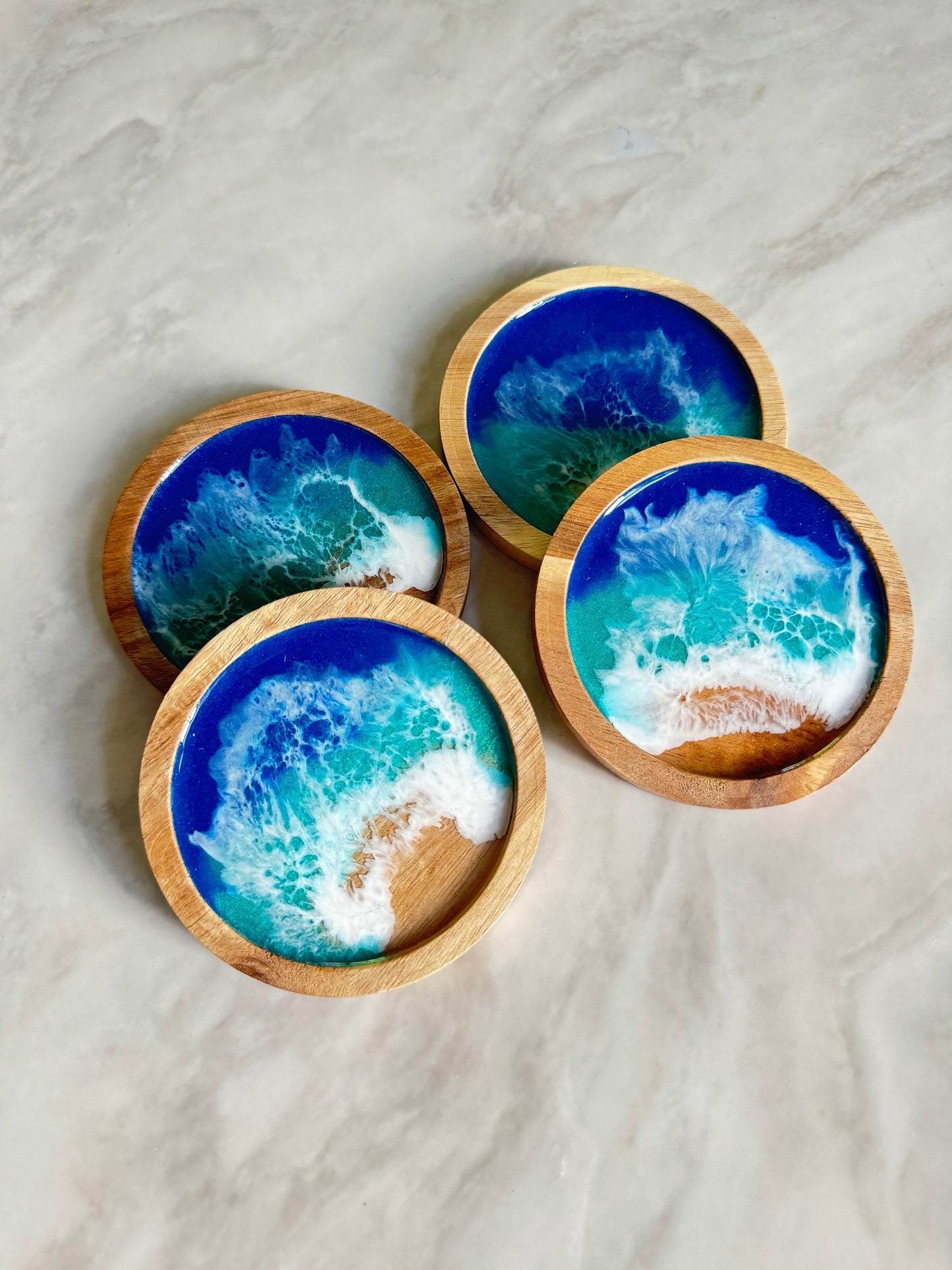 Nautical Serving Tray Set, Ocean Charcuterie Board, Coastal Wine Cheese Tray, Beach House Decor, Wine Coasters