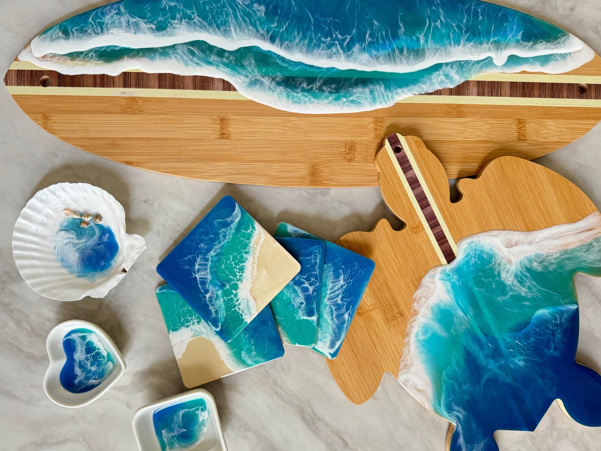 California Ocean Wave Charcuterie Board / Cheese Lover Board / Serving Board / Ocean Lover's Board, Realtor Closing Gift, New Home Gift CA