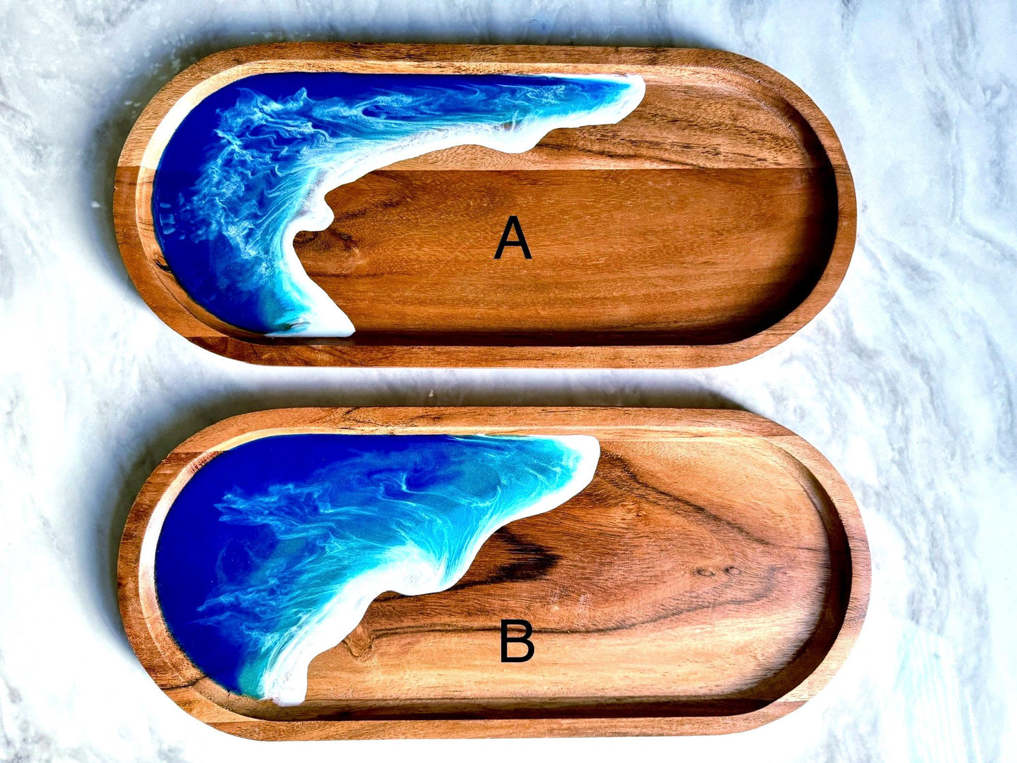 Ocean Resin Tray, Wooden Coastal Home Decor, Beach Serving Tray 16x7 inches, Great Housewarming or New Home Gift, Gift for Beach Lover