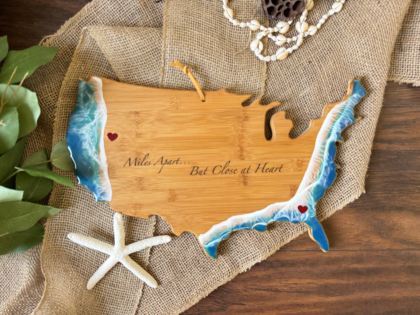 Custom Charcuterie Board, Personalized Food Serving Board, USA Coastal Cheese Board, Nautical US Ocean Home Decor, Gift for Moving New Home