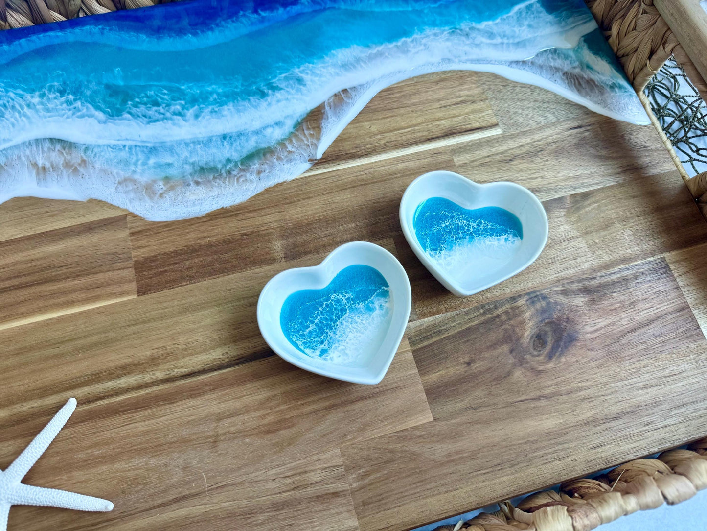 Large Ocean Wave Serving Tray With Handles, Coffee Table Tray, Realtor Closing New Home Gift, Tropical Wedding, Couple Beach Lover Gift