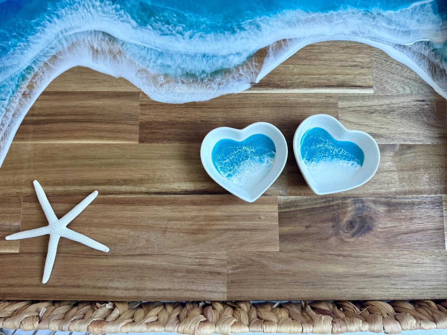 Large Ocean Wave Serving Tray With Handles, Coffee Table Tray, Realtor Closing New Home Gift, Tropical Wedding, Couple Beach Lover Gift
