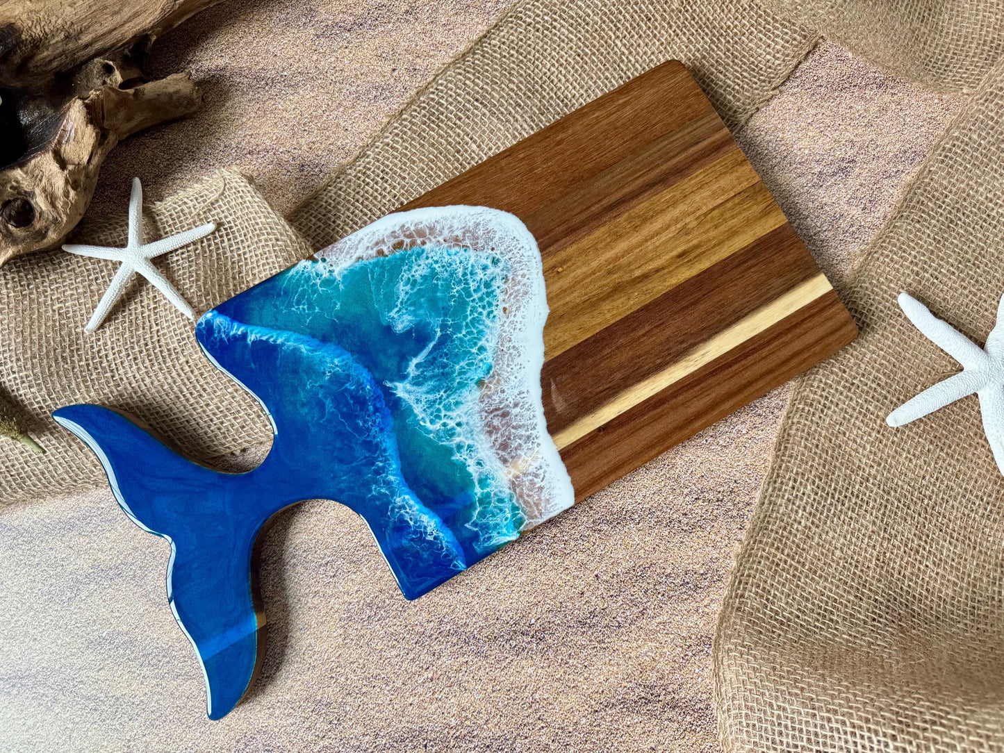 Whale Tail Cutting Board, Resin Ocean Wave Cheese Lover Charcuterie Serving Board, Coastal Decor, Beach Lover Gift, Wall Decor Kitchen Art