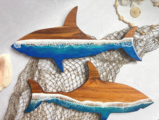 Shark Cutting Board Cheese Charcuterie Board, Resin Ocean Wave Cheese Lover Serving Board, Coastal Decor Beach Lover Gift Wall Decor Kitchen
