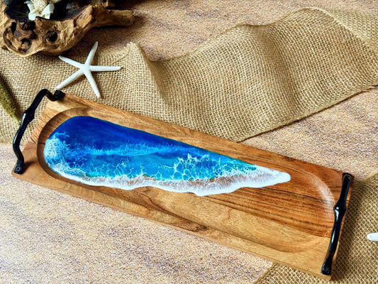 Beach Trinket Tray, Tropical Ocean Wave Resin Tray, Coastal Home Decor, Hostess Housewarming or New Home Gift, Gift for Beach Lover