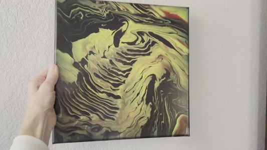 Fluid Art Pour Abstract Acrylic Art, Original Wall Art, Home Decor, Unique Painting on 12x12 Stretched Canvas, One of a Kind