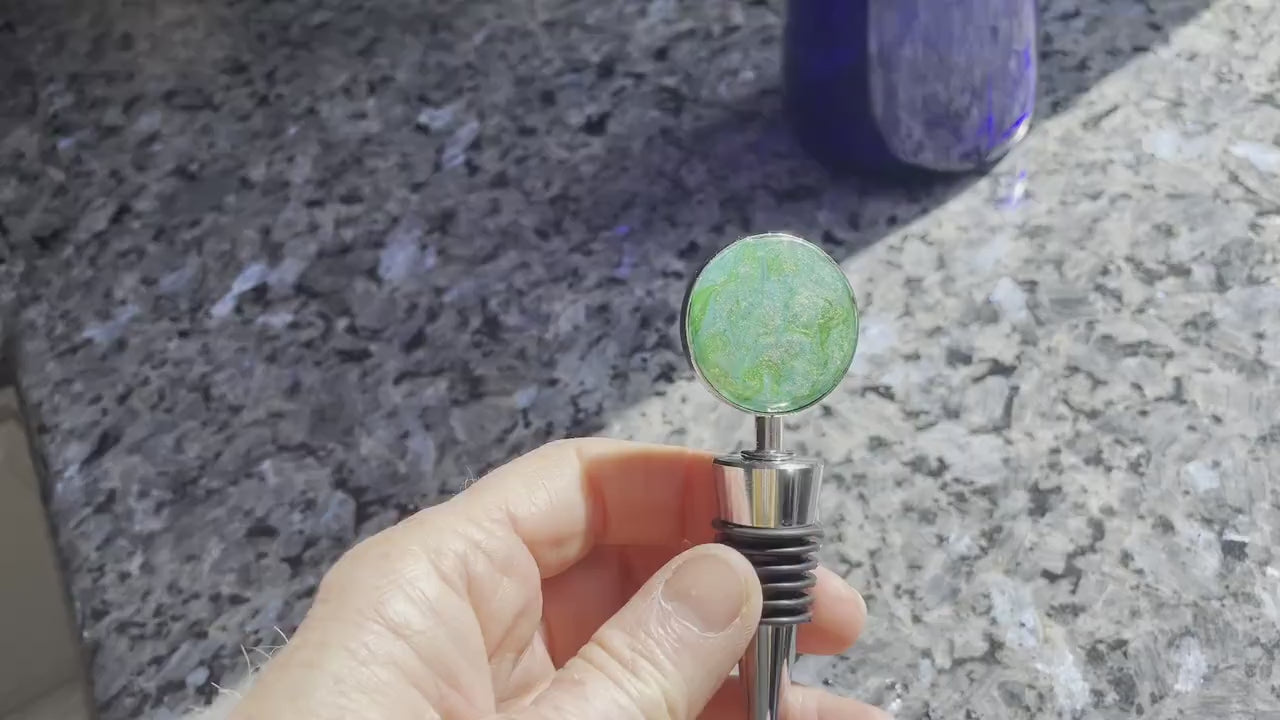 Hand Painted Wine Stopper with Epoxy Seal For Wine Lovers and Wine Themed Gifts for Weddings or Special Events