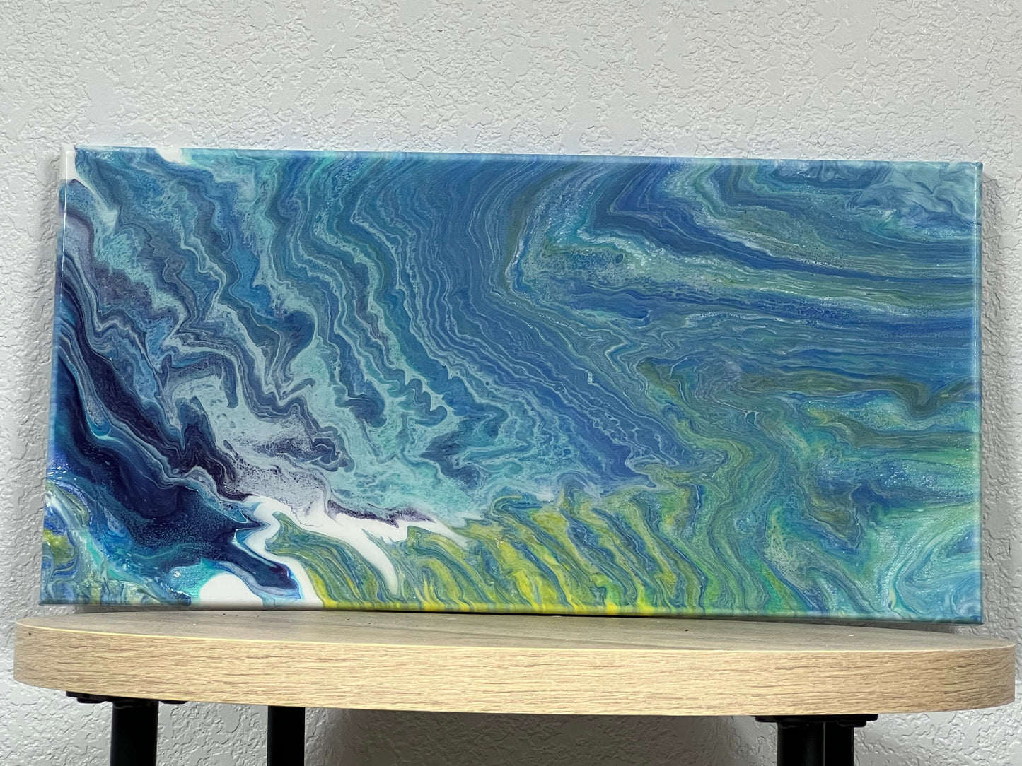Blue and Green One of a Kind Abstract Fluid Art Painting