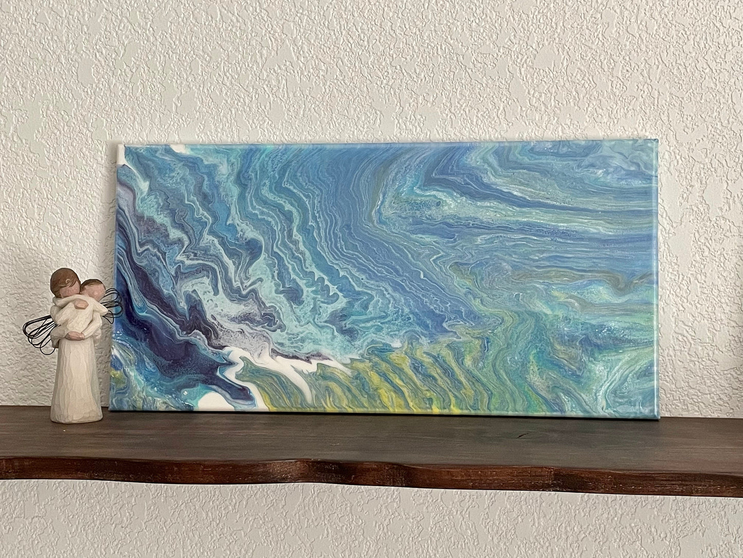 Blue and Green One of a Kind Abstract Fluid Art Painting