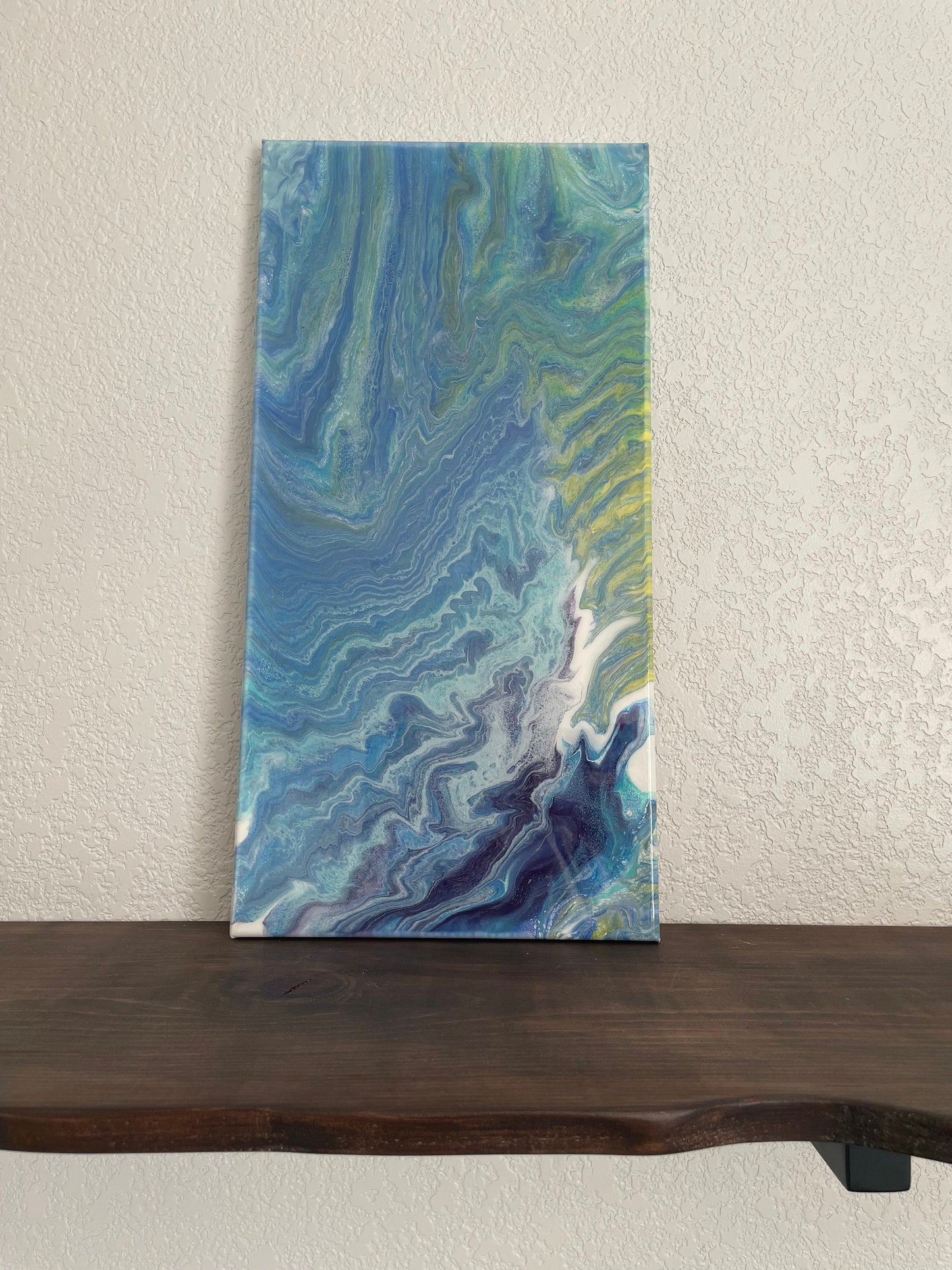 Blue and Green One of a Kind Abstract Fluid Art Painting