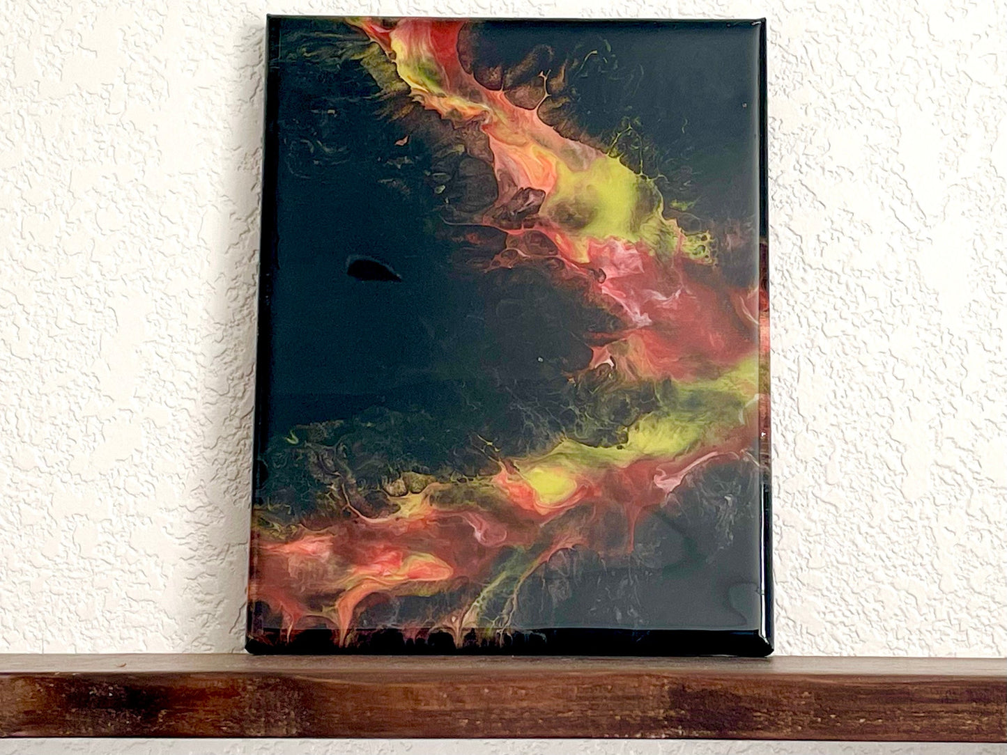 8x10 inch Original Fluid Art Painting In Red, Yellow, and Orange