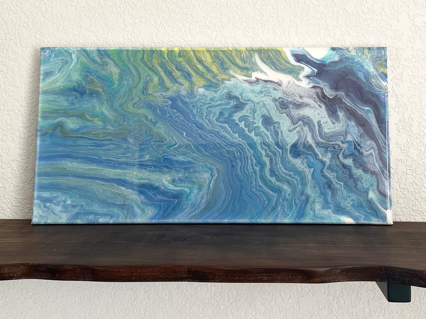 Blue and Green One of a Kind Abstract Fluid Art Painting
