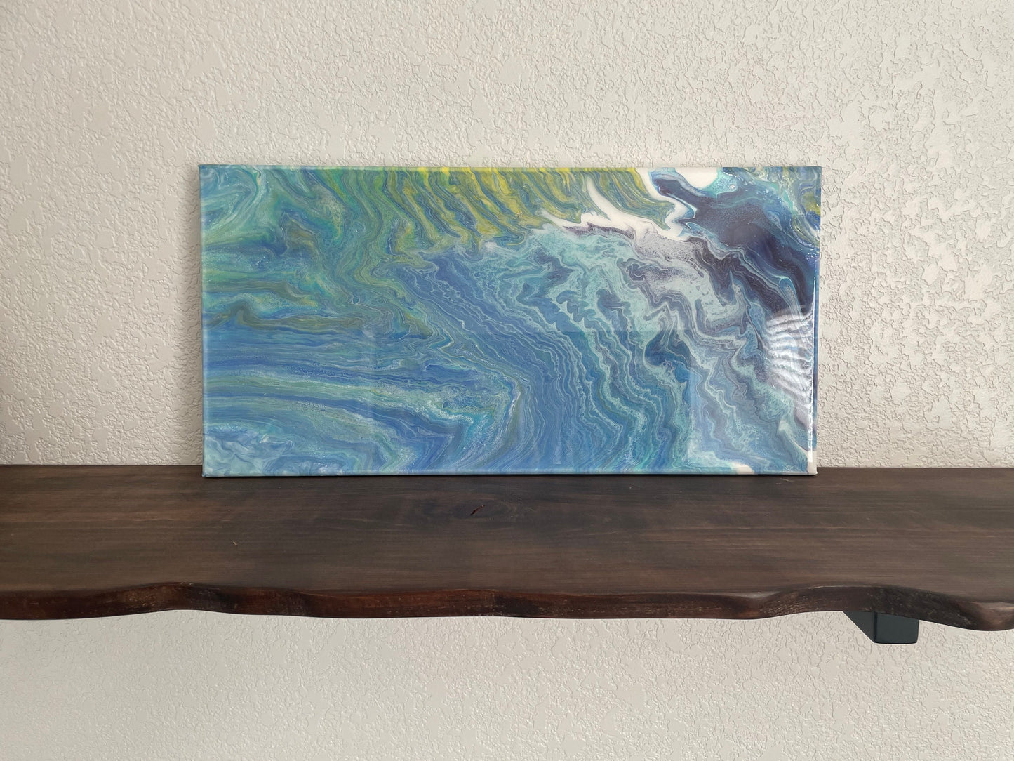 Blue and Green One of a Kind Abstract Fluid Art Painting