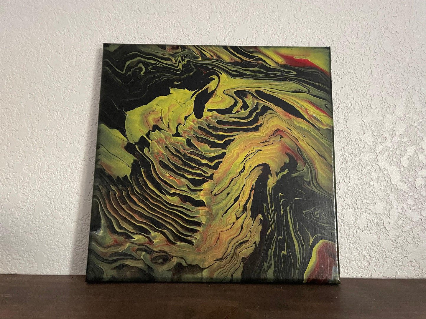 Original Fluid Art Pour Abstract Acrylic Art Painting on 12x12 Stretched Canvas