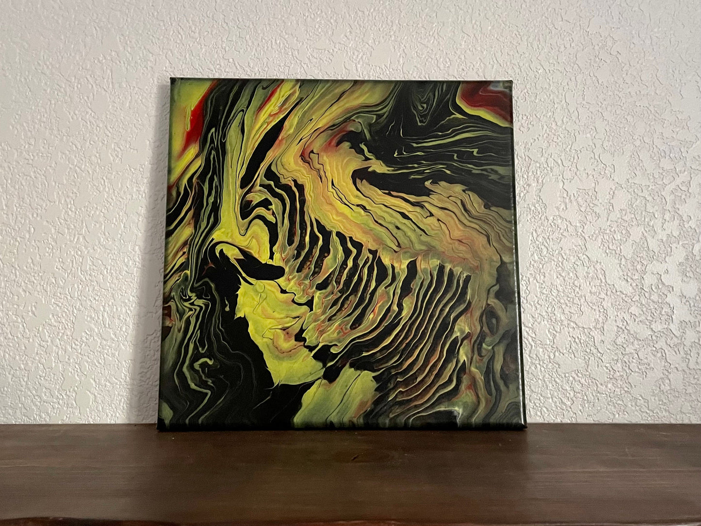 Original Fluid Art Pour Abstract Acrylic Art Painting on 12x12 Stretched Canvas