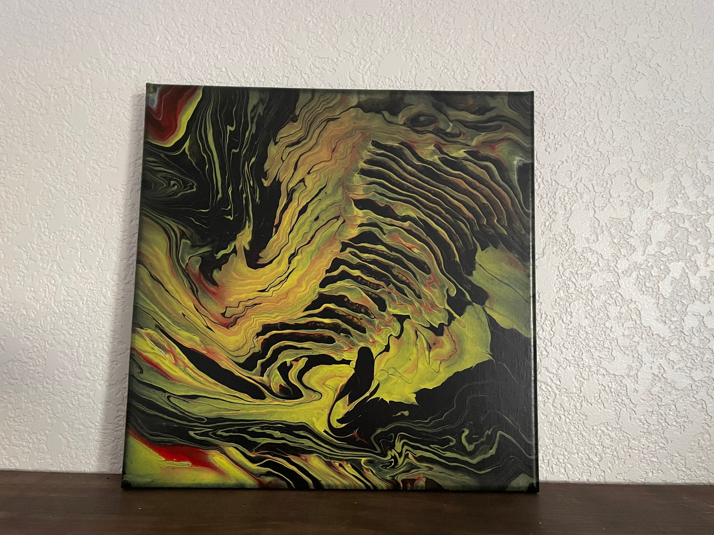 Original Fluid Art Pour Abstract Acrylic Art Painting on 12x12 Stretched Canvas