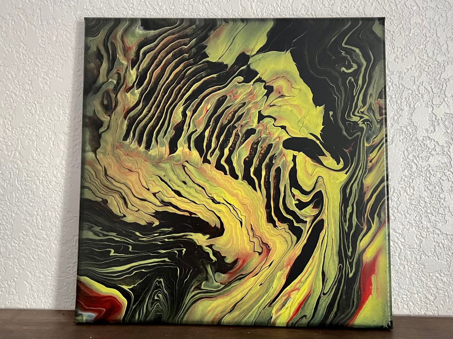 Original Fluid Art Pour Abstract Acrylic Art Painting on 12x12 Stretched Canvas