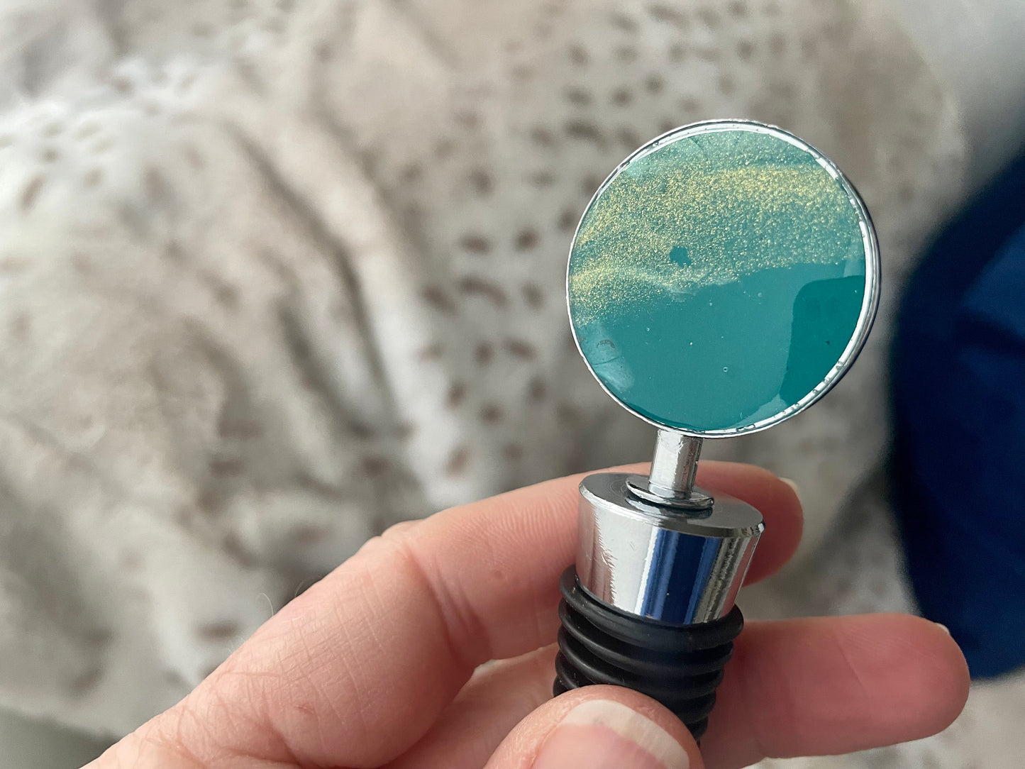 Hand Painted Wine Stopper with Epoxy Seal For Wine Lovers and Wine Themed Gifts for Weddings or Special Events