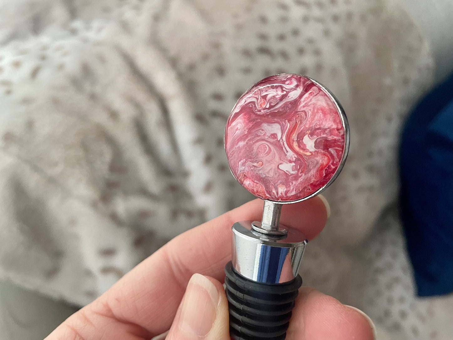 Hand Painted Wine Stopper with Epoxy Seal For Wine Lovers and Wine Themed Gifts for Weddings or Special Events