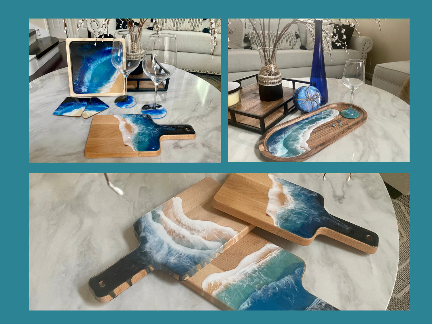 Resin Ocean Wave Boards and Decor