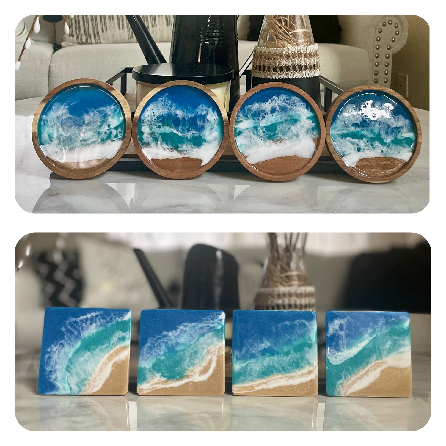 Resin Ocean Wave Coasters