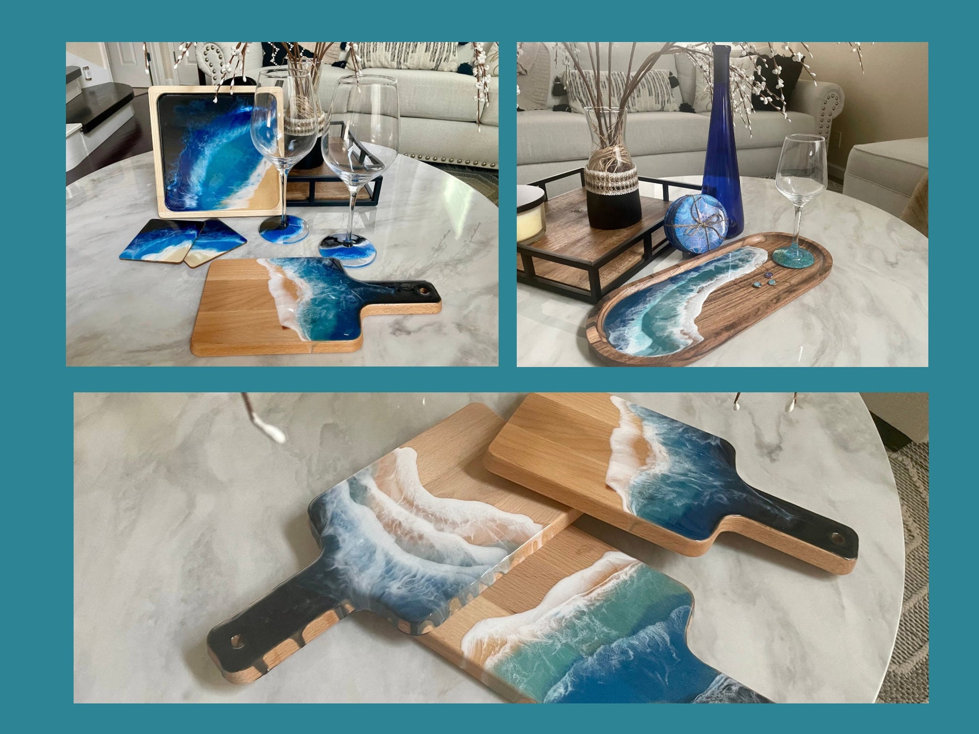 Ocean Wave Serving Tray, Wooden Coastal Home Decor, Beach Serving Tray, Great Housewarming or New Home Gift, Gift for Beach Lover