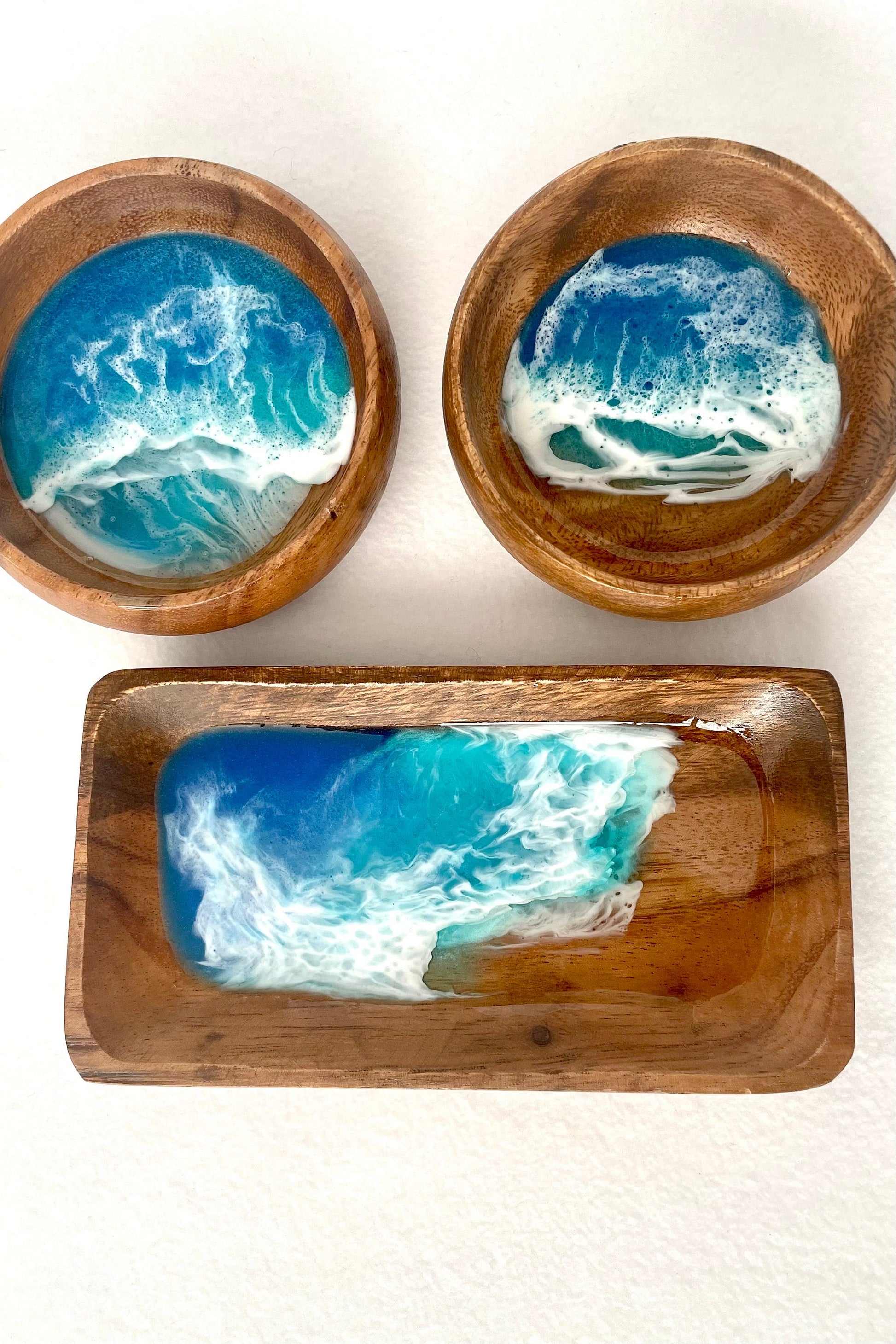 Wood Ocean Wave Ring Dish, Jewelry Dish, Wedding Ring Gift, Anniversary Gift, Gift for Him, Trinket Tray, Beach Gift for her, Coastal decor