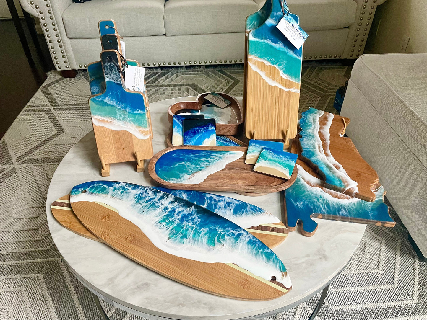 Texas Charcuterie Board With Ocean Wave / Cheese Lover Serving Board / Ocean Lover's Board, Realtor Closing Gift, New Home Moving Gift TX