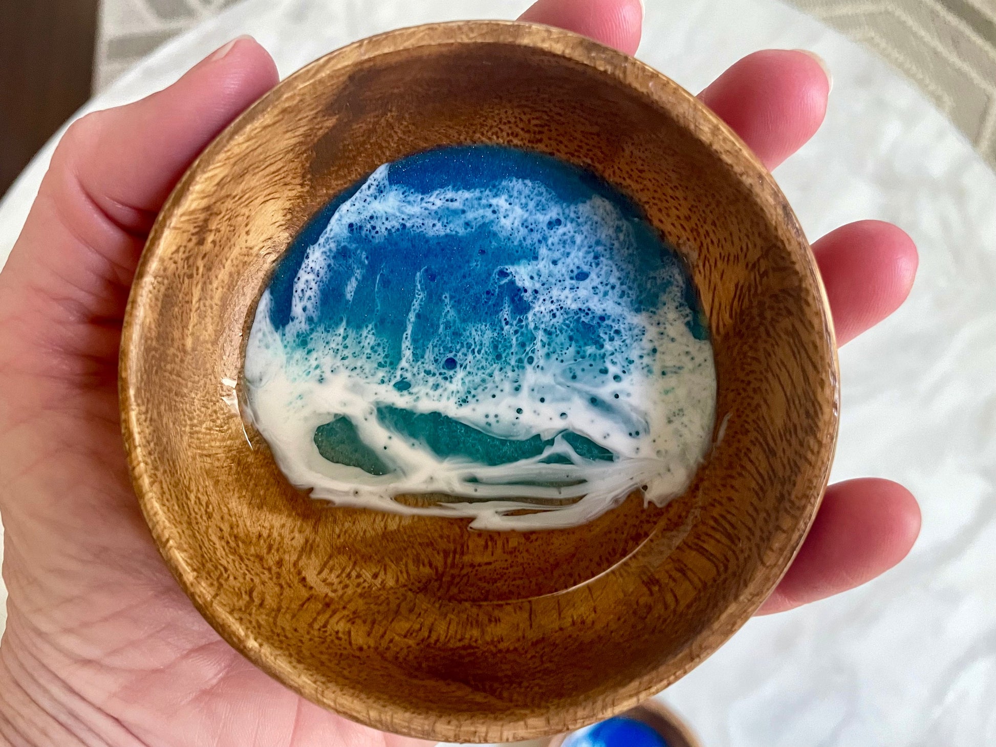 Wood Ocean Wave Ring Dish, Jewelry Dish, Wedding Ring Gift, Anniversary Gift, Gift for Him, Trinket Tray, Beach Gift for her, Coastal decor