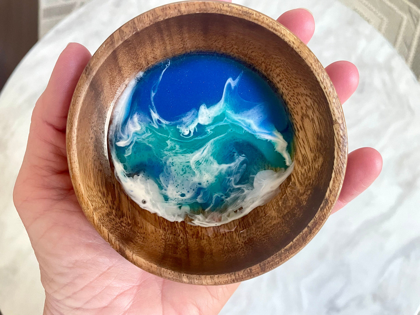 Wood Ocean Wave Ring Dish, Jewelry Dish, Wedding Ring Gift, Anniversary Gift, Gift for Him, Trinket Tray, Beach Gift for her, Coastal decor