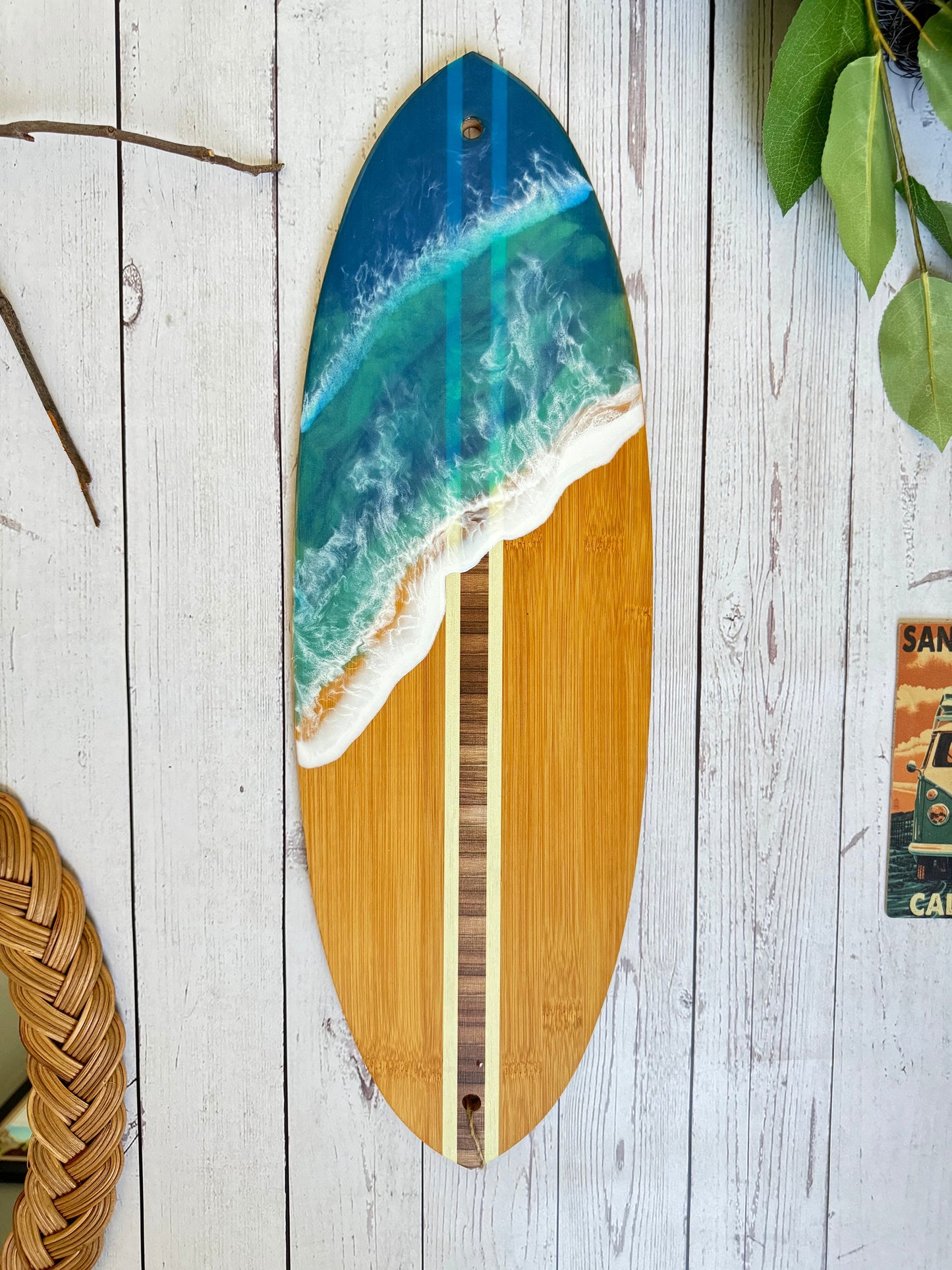 Resin Ocean Wave Charcuterie Surf Board / Surfboard Resin Art / Cheese Lover Board / Serving Board / Coastal Decor / Beach Lover Gift