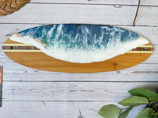 Resin Ocean Wave Charcuterie Surf Board / Surfboard Resin Art / Cheese Lover Board / Serving Board / Coastal Decor / Beach Lover Gift