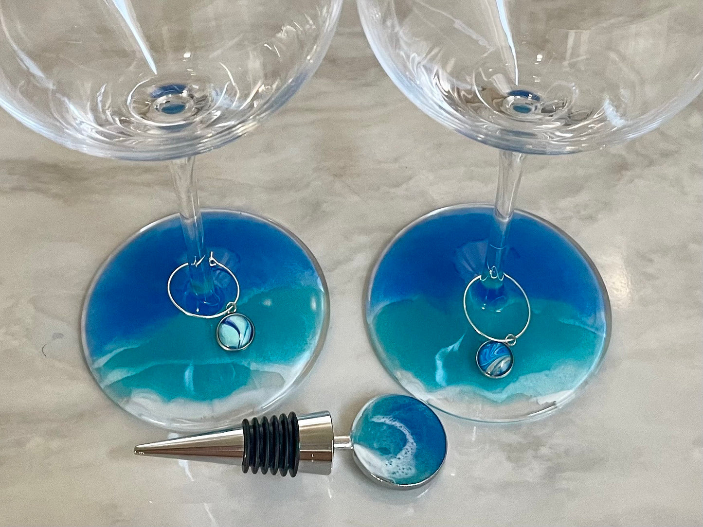 Resin Ocean Wave Serving Tray Set, Wine & Cheese Lover Gift, Housewarming Gift, Realtor Closing Gift, Beach Lover Gift, Beach House Decor