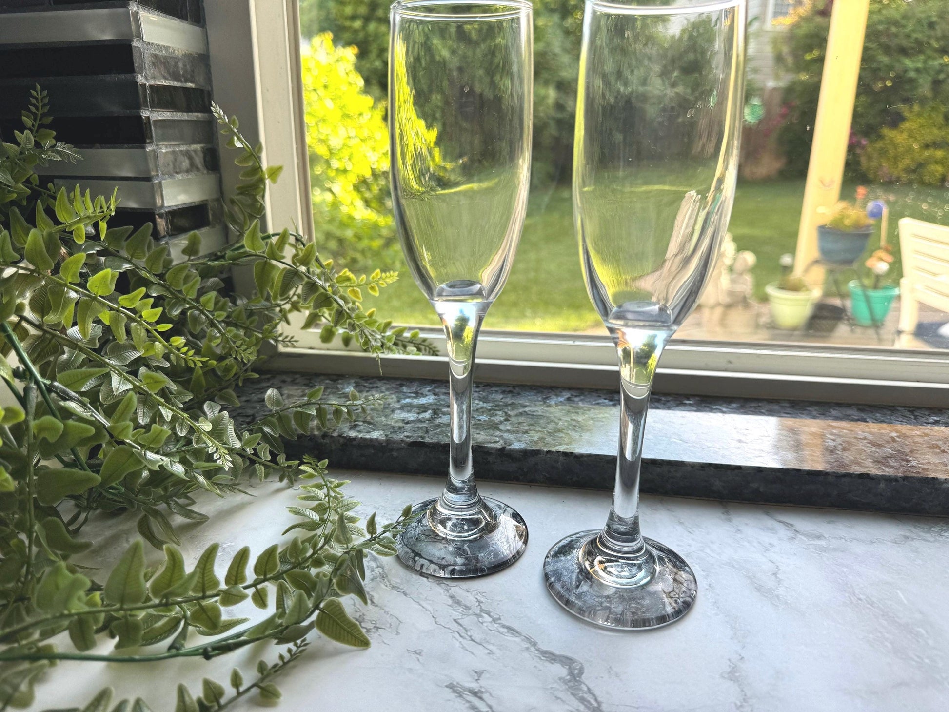 Celebrate in Style with this Set of Champagne Glasses! Perfect to Gift or to for a Special Event such as an Anniversary or Wedding Toast.