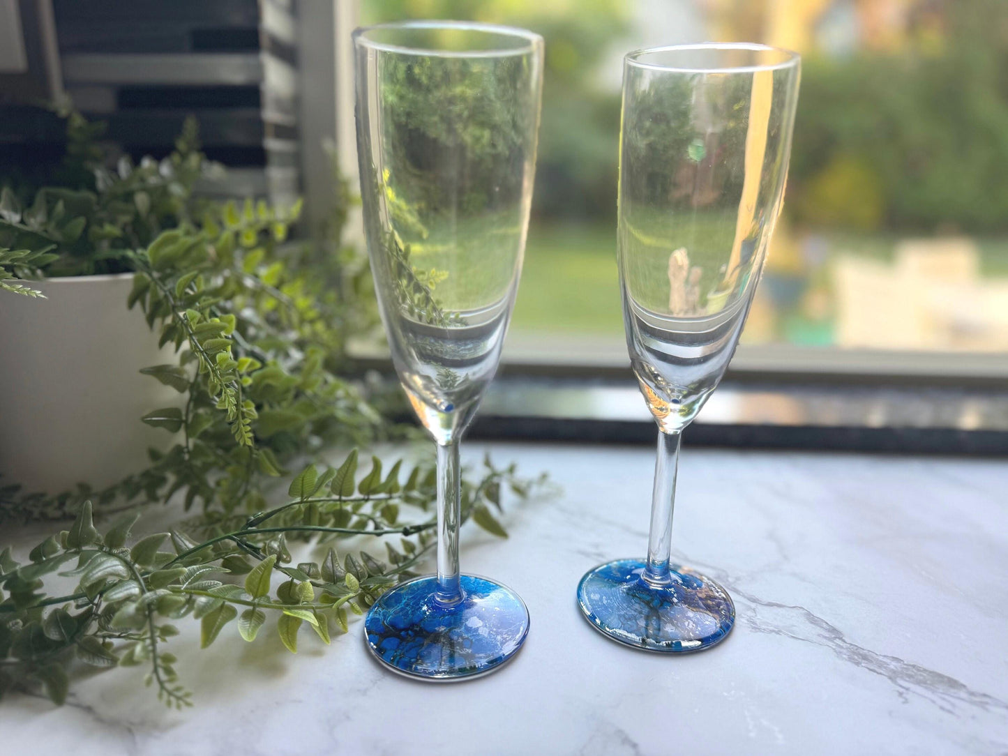 Celebrate in Style with this Set of Champagne Glasses! Perfect to Gift or to for a Special Event such as an Anniversary or Wedding Toast.