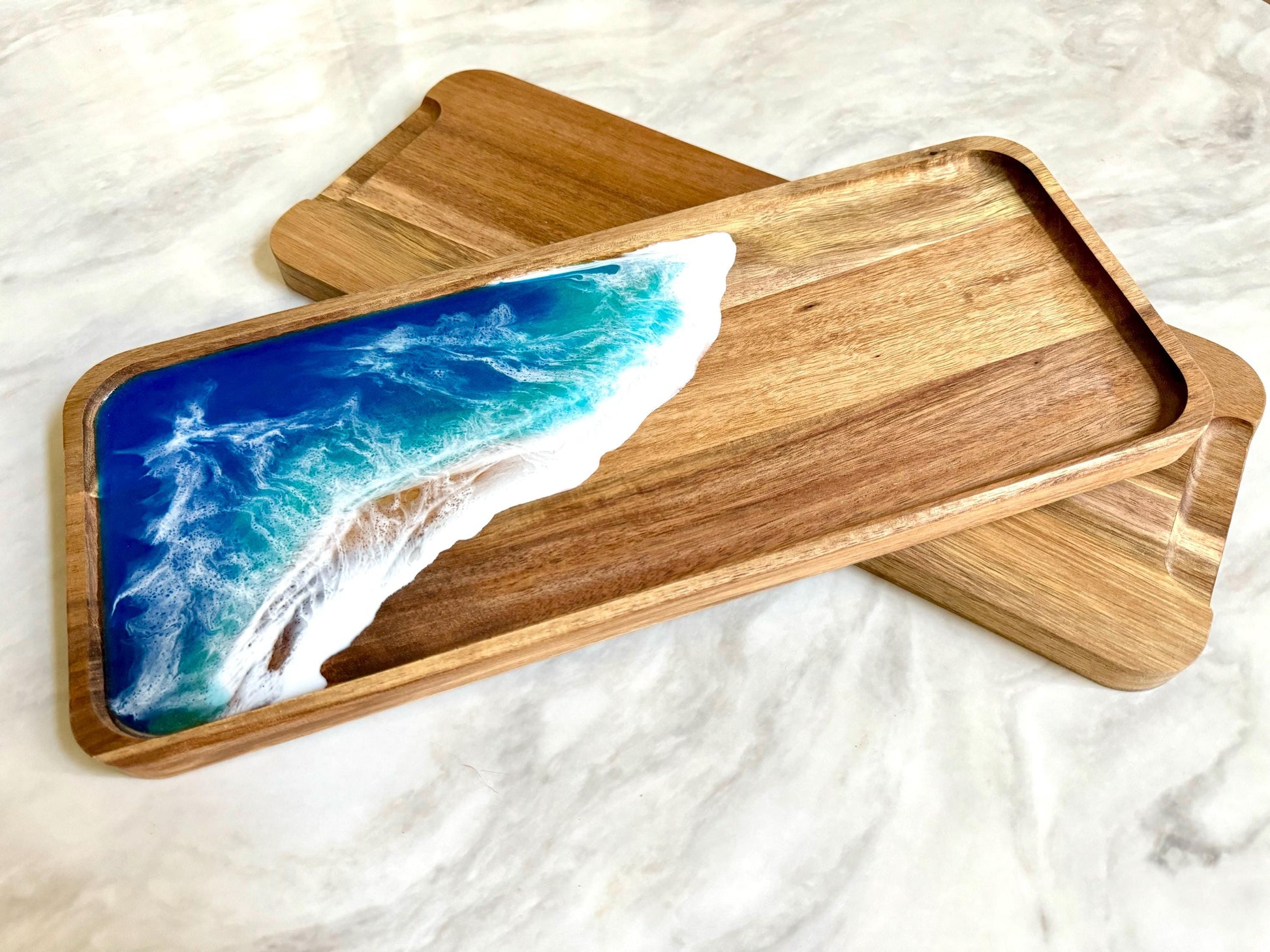 Ocean Wave Serving Tray, Wooden Coastal Home Decor, Beach Serving Tray, Great Housewarming or New Home Gift, Gift for Beach Lover