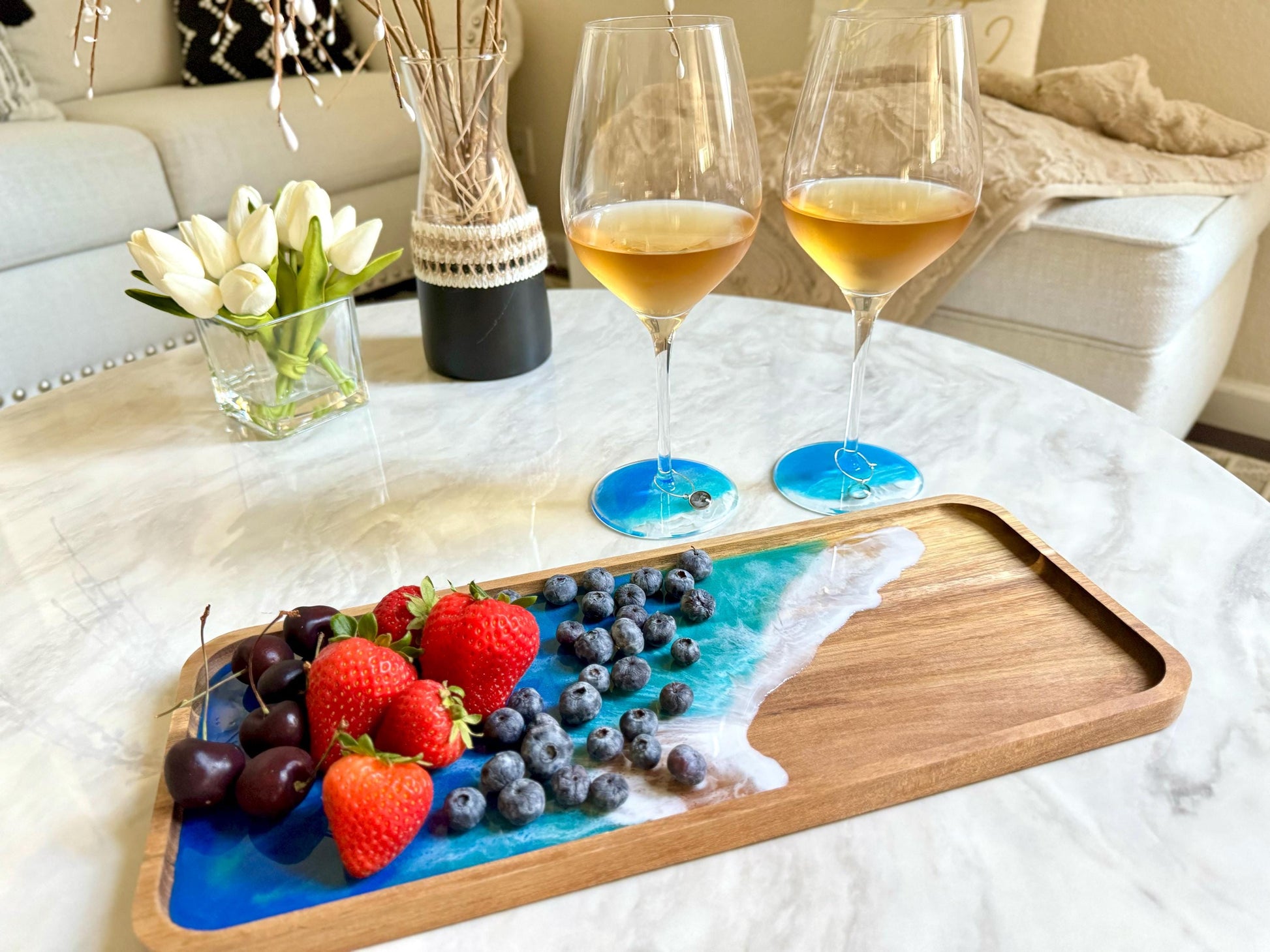 Ocean Wave Serving Tray, Wooden Coastal Home Decor, Beach Serving Tray, Great Housewarming or New Home Gift, Gift for Beach Lover