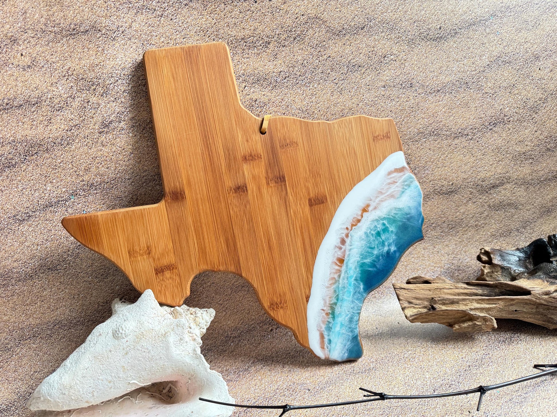 Texas Charcuterie Board With Ocean Wave / Cheese Lover Serving Board / Ocean Lover's Board, Realtor Closing Gift, New Home Moving Gift TX