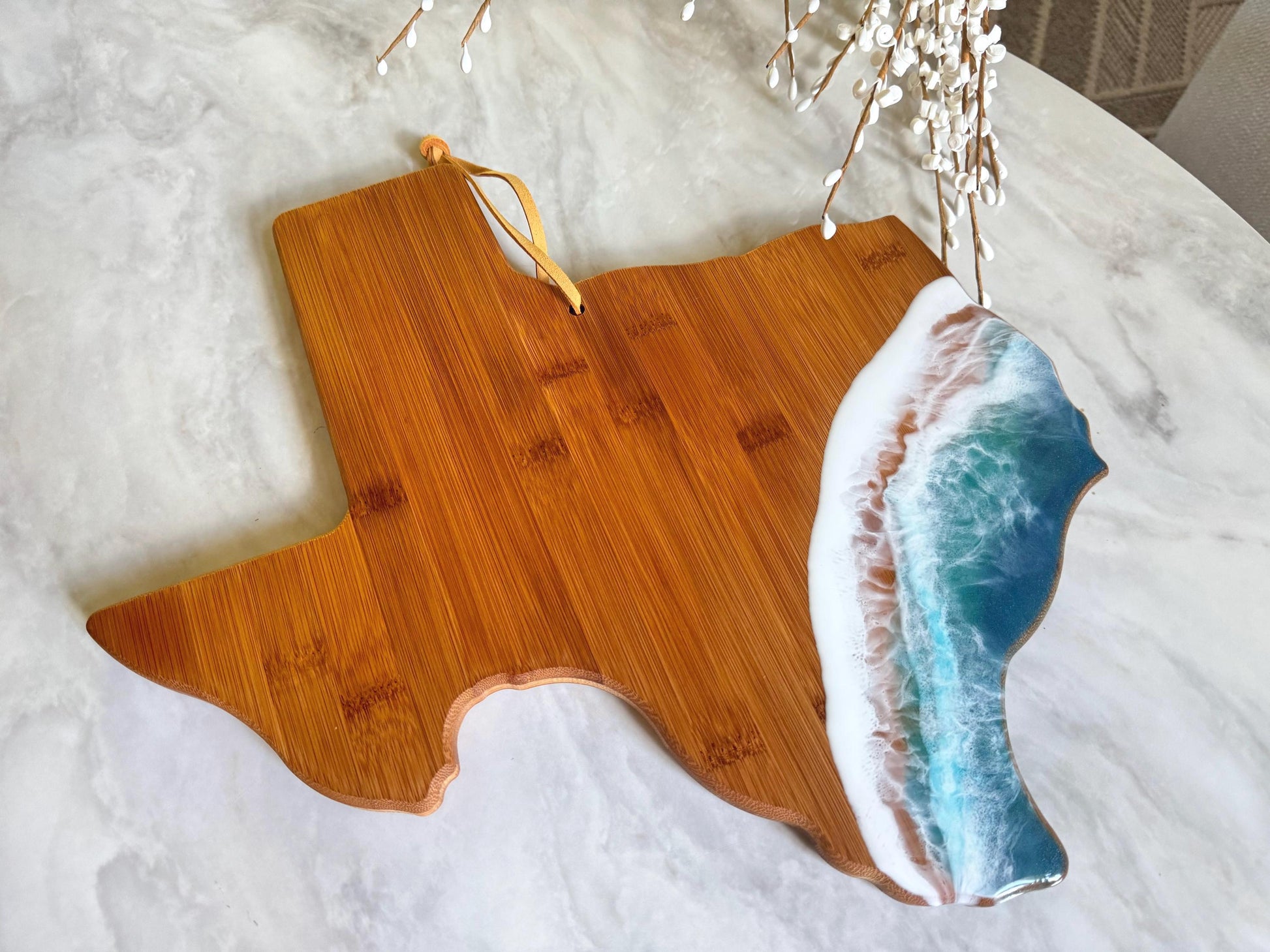 Texas Charcuterie Board With Ocean Wave / Cheese Lover Serving Board / Ocean Lover's Board, Realtor Closing Gift, New Home Moving Gift TX