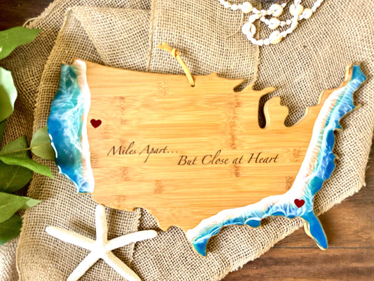 Custom Charcuterie Board, Personalized Food Serving Board, USA Coastal Cheese Board, Nautical US Ocean Home Decor, Gift for Moving New Home