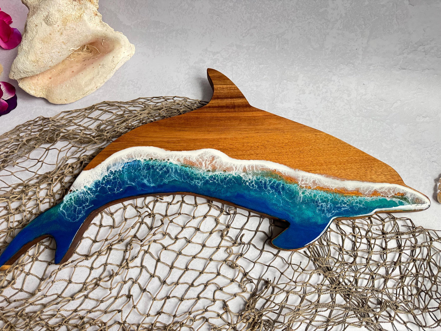 Dolphin Cutting Board Cheese Charcuterie, Resin Ocean Wave Cheese Lover Serving Board, Coastal Decor Beach Lover Gift Wall Decor Kitchen