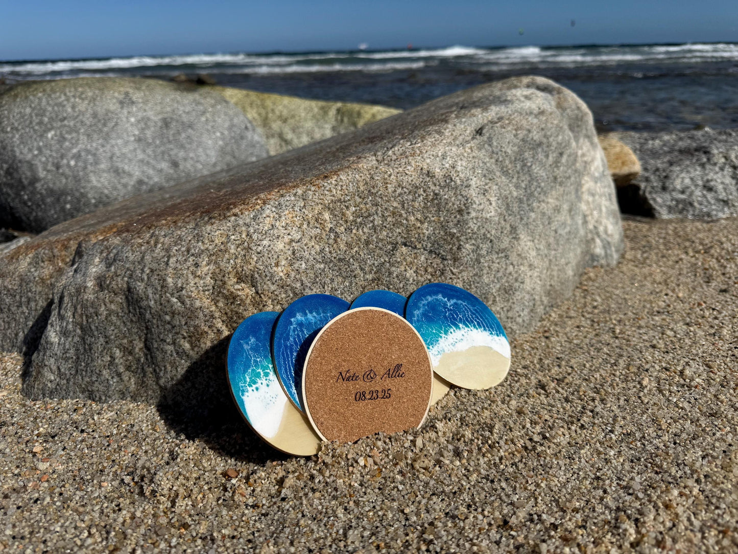 Beach Wedding Favors for Guests, Handmade Ocean Wave Coasters, Custom Tropical Coasters Destination Wedding, Girls Trip, Bachelorette Party