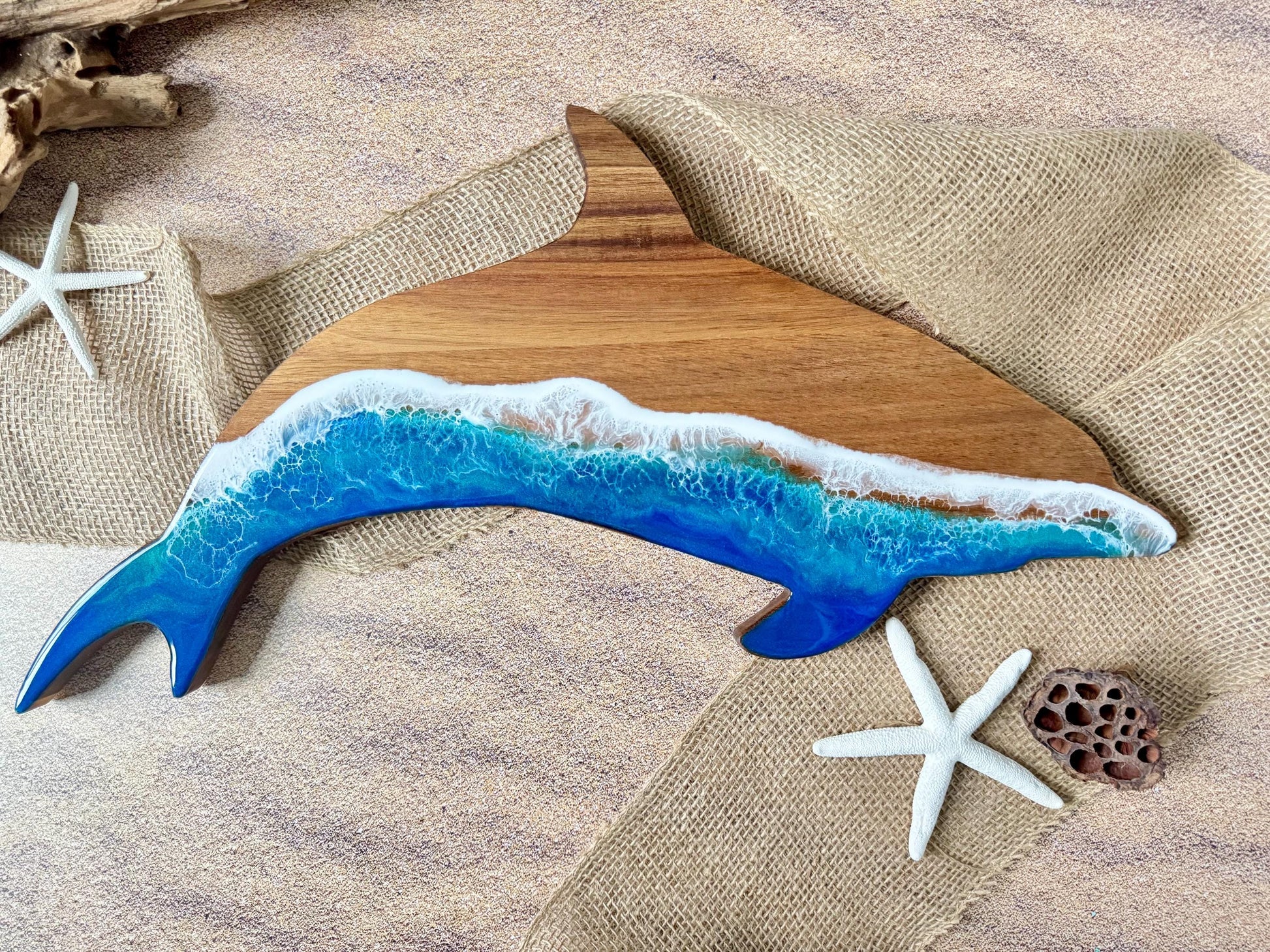 Dolphin Cutting Board Cheese Charcuterie, Resin Ocean Wave Cheese Lover Serving Board, Coastal Decor Beach Lover Gift Wall Decor Kitchen