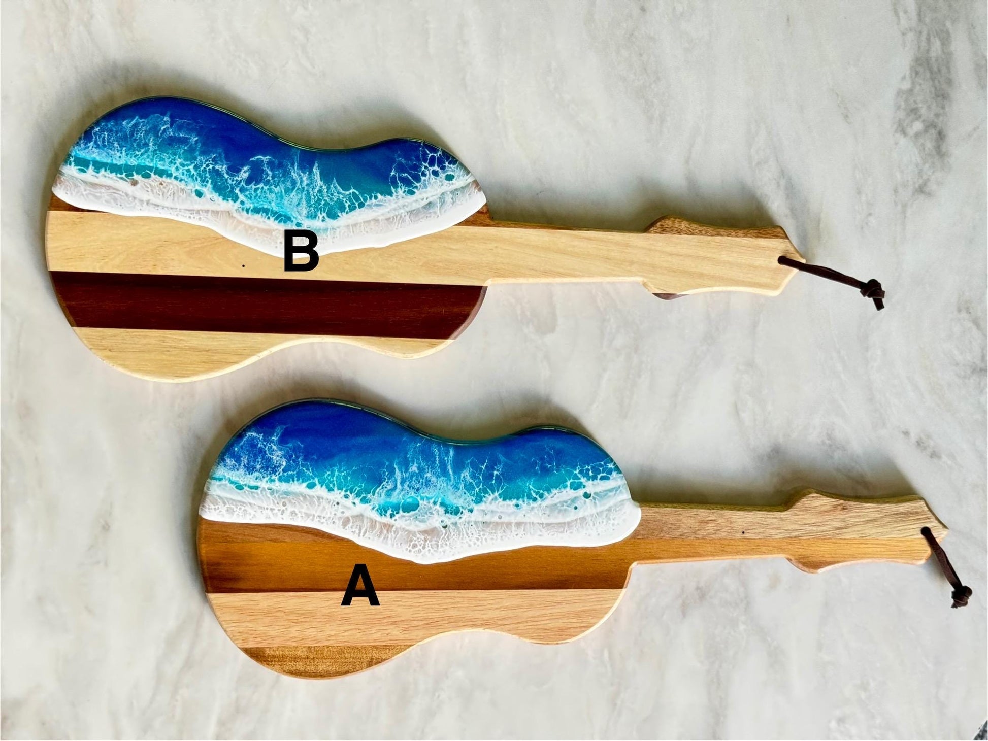 Coastal Home Decor, Ocean Wave Ukulele Cutting Board, Cheese & Beach Lover Gift, Tropical Hawaii Inspired Housewarming, Realtor Closing Gift