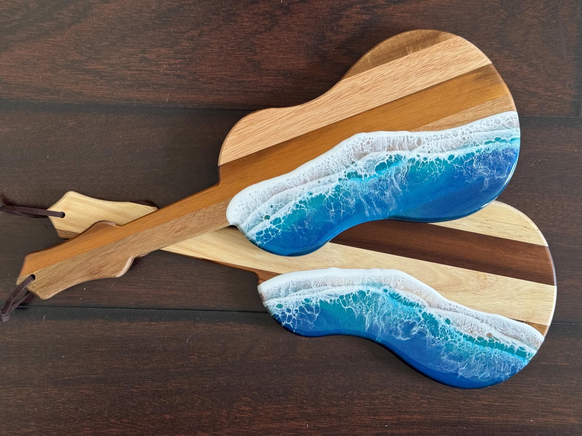 Coastal Home Decor, Ocean Wave Ukulele Cutting Board, Cheese & Beach Lover Gift, Tropical Hawaii Inspired Housewarming, Realtor Closing Gift
