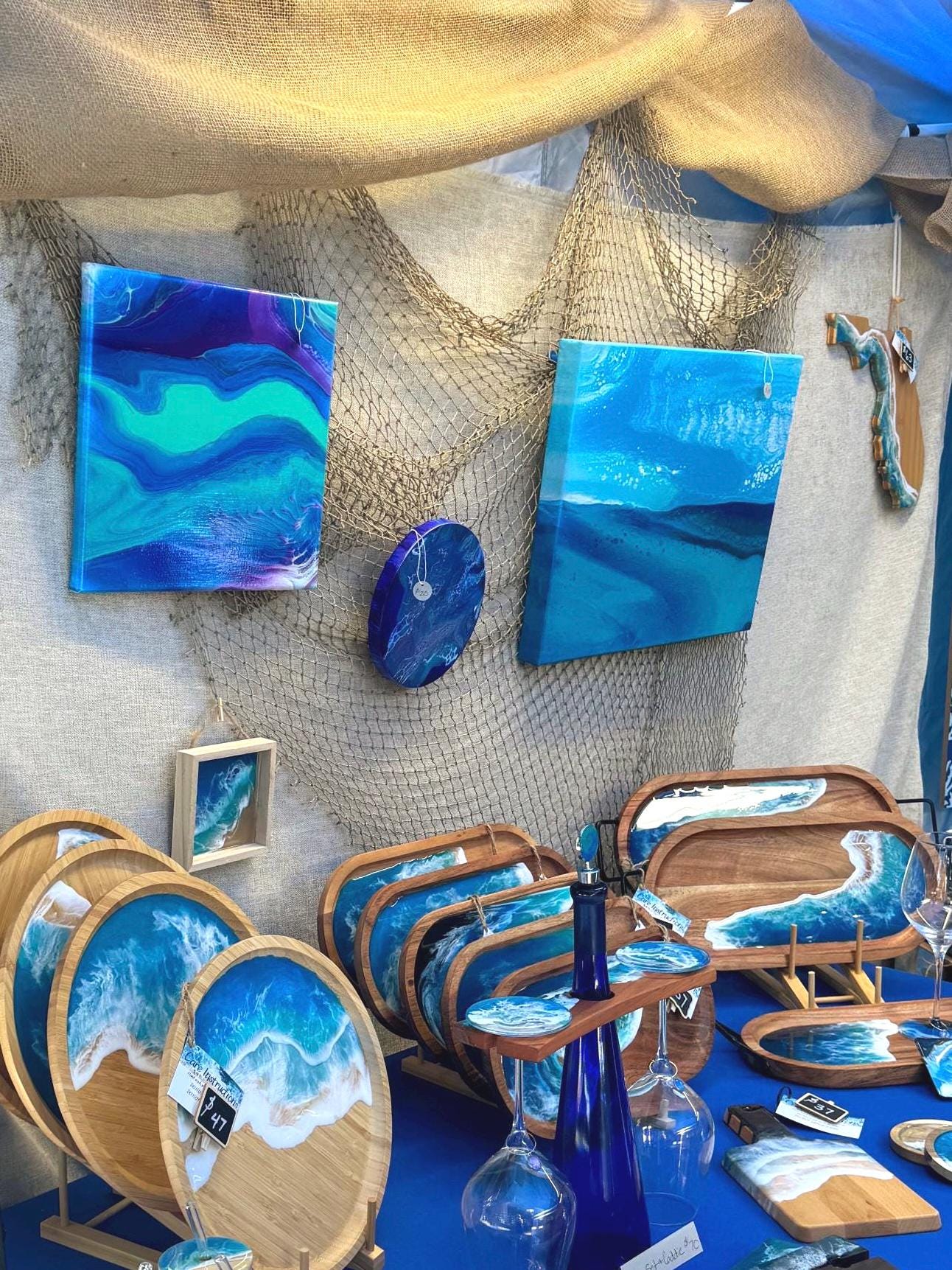 Original Abstract Ocean Painting, Coastal Seascape Wall Art, Modern Beach House Decor, 20x16