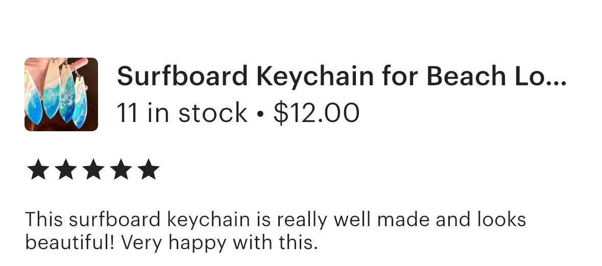 Surfboard Keychain for Beach Lover's, Wood Surfboard with Resin Ocean Wave, Surfer's Keychain, Coastal Decorative Bag Accessory