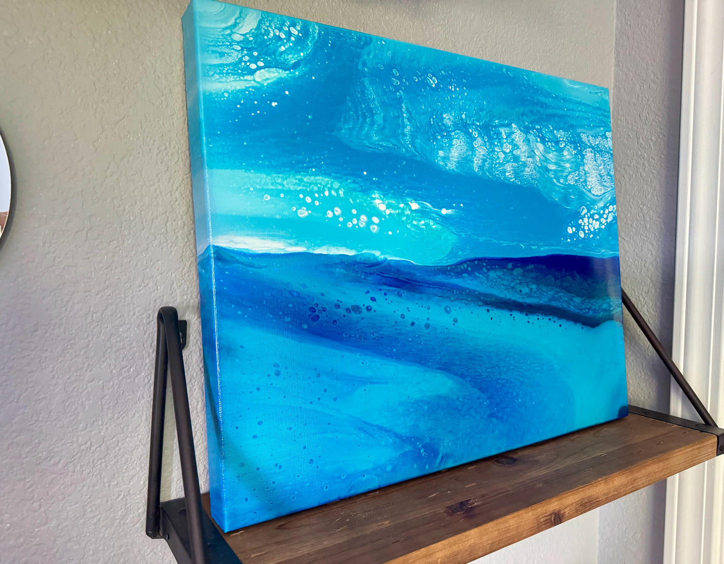 Original Abstract Ocean Painting, Coastal Seascape Wall Art, Modern Beach House Decor, 20x16